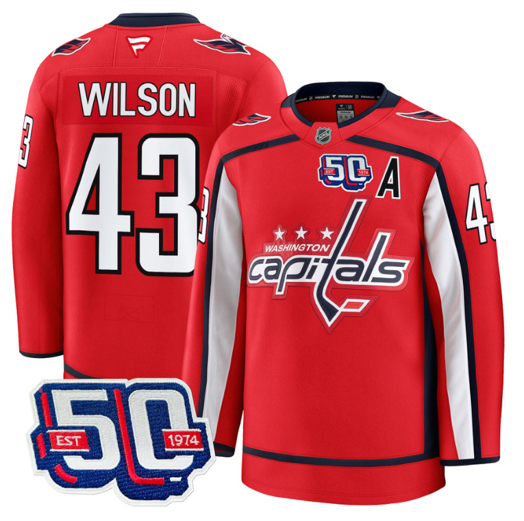 Men Tom Wilson Jersey #43 Washington Capitals 50th Anniversary Red