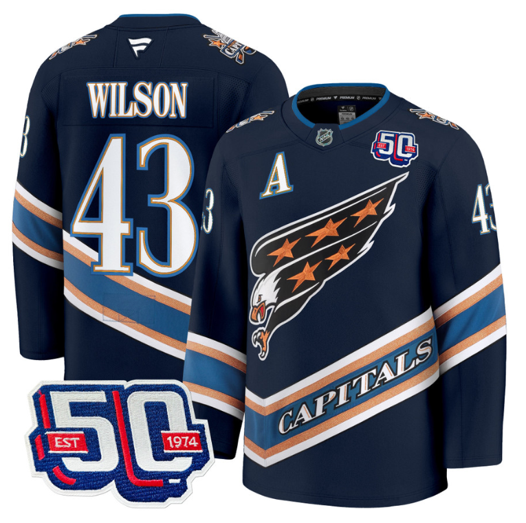 Men Tom Wilson Jersey #43 Washington Capitals Eagle 50th Anniversary Navy