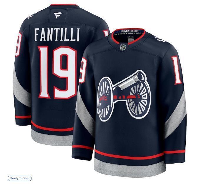 Men’s Adam Fantilli Jersey #19 Columbus Blue Jackets Navy All Stitched