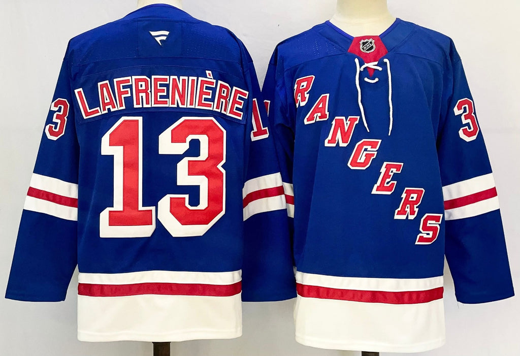 Men’s Alexis Lafrenière Jersey #13 New York Rangers Blue Home Stitched