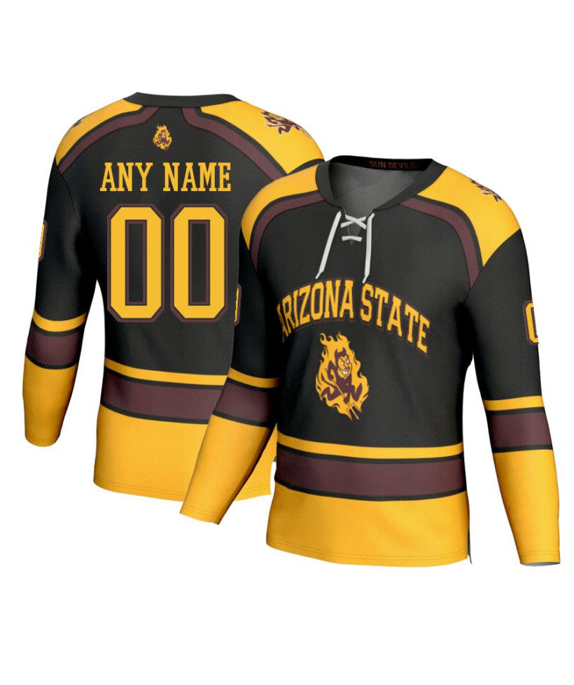 Men's Arizona State Sun Devils Custom Black Fashion Hockey Jersey