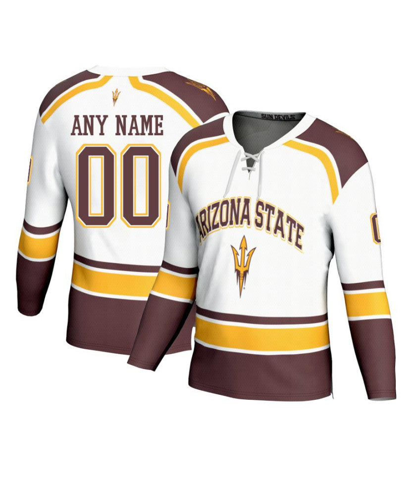 Men's Arizona State Sun Devils Custom White Fashion Hockey Jersey