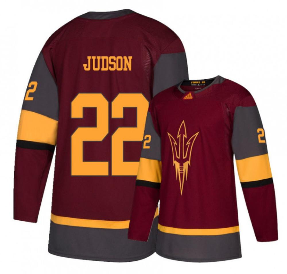 Men's Arizona State Sun Devils #22 Jack Judson Hockey Stitched Maroon Jersey