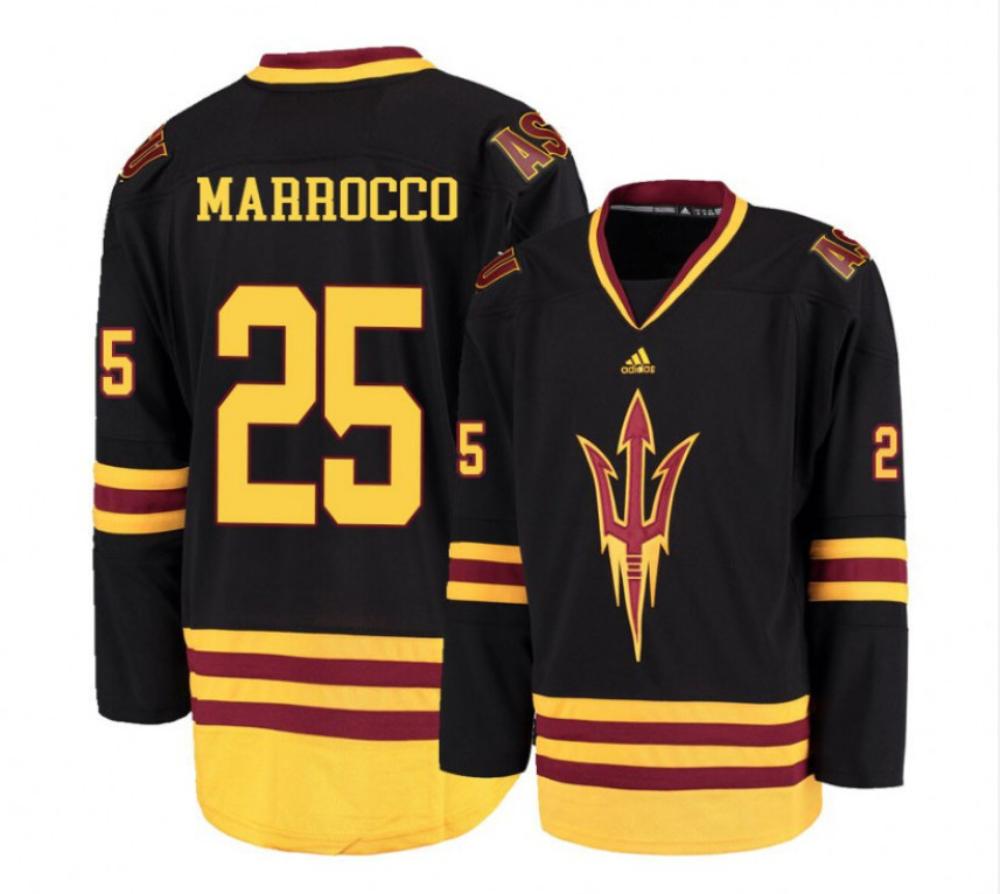 Men's Arizona State Sun Devils #25 PJ Marrocco Hockey Stitched Black Jersey