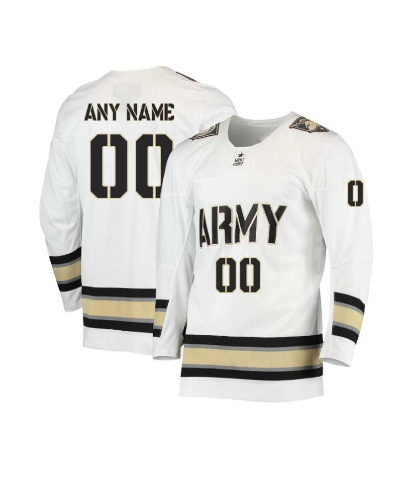 Men's Army Black Knights Custom White Hockey Jersey