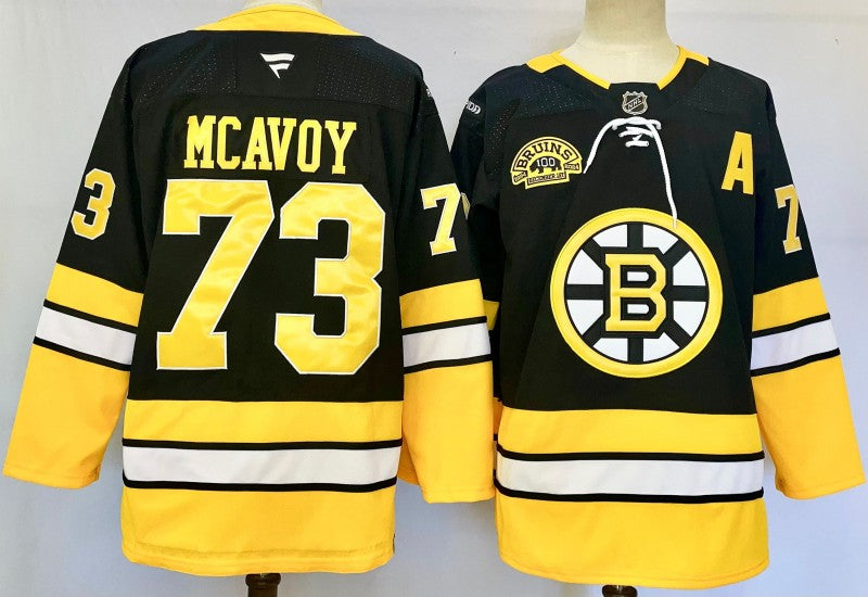 Men's Boston Bruins #73 Charlie McAvoy Jersey Stitched Yellow
