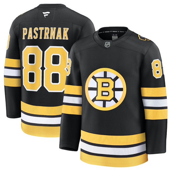 Men's Boston Bruins #88 David Pastrnak Jersey Black 2025 Home Stitched