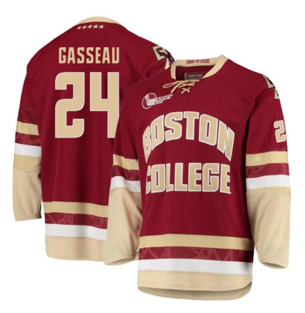 Men's Boston College Eagles Andre Gasseau #24 Hockey Stitched Maroon Jersey