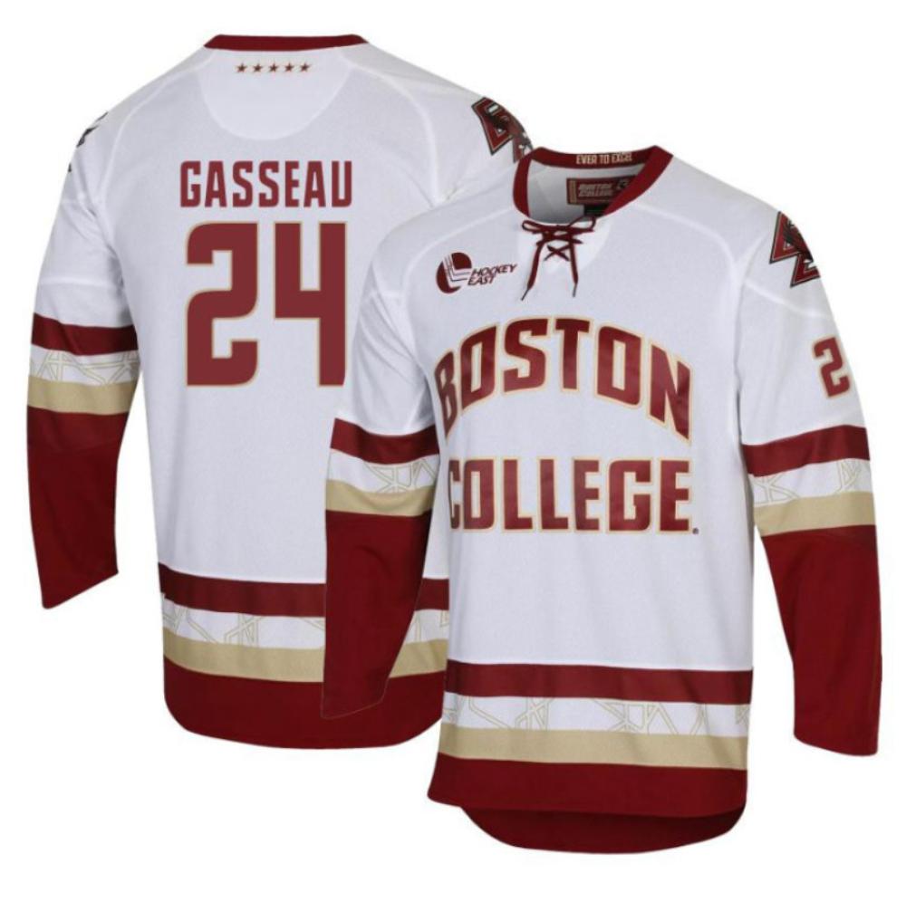 Men's Boston College Eagles Andre Gasseau #24 Hockey Stitched White Jersey