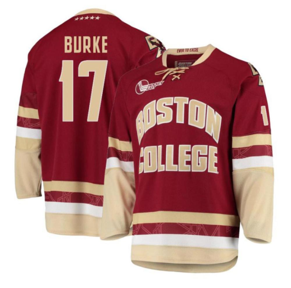 Men's Boston College Eagles Cam Burke #17 Hockey Stitched Jersey Maroon