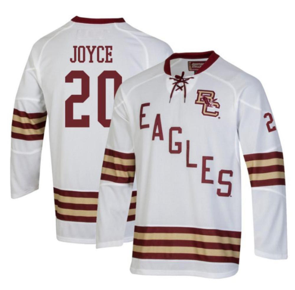 Men's Boston College Eagles Connor Joyce #27 Hockey All Stitched White Jersey