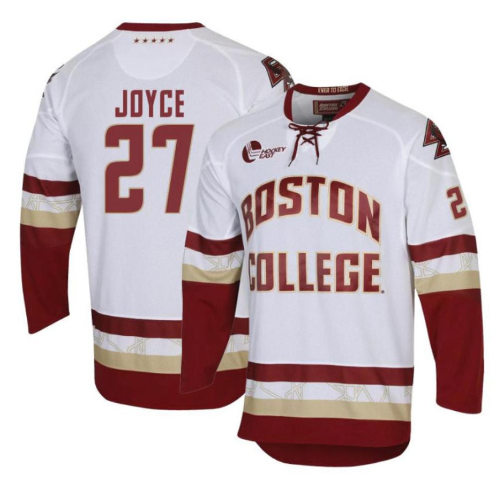 Men's Boston College Eagles Connor Joyce #27 Hockey All Stitched White Jersey