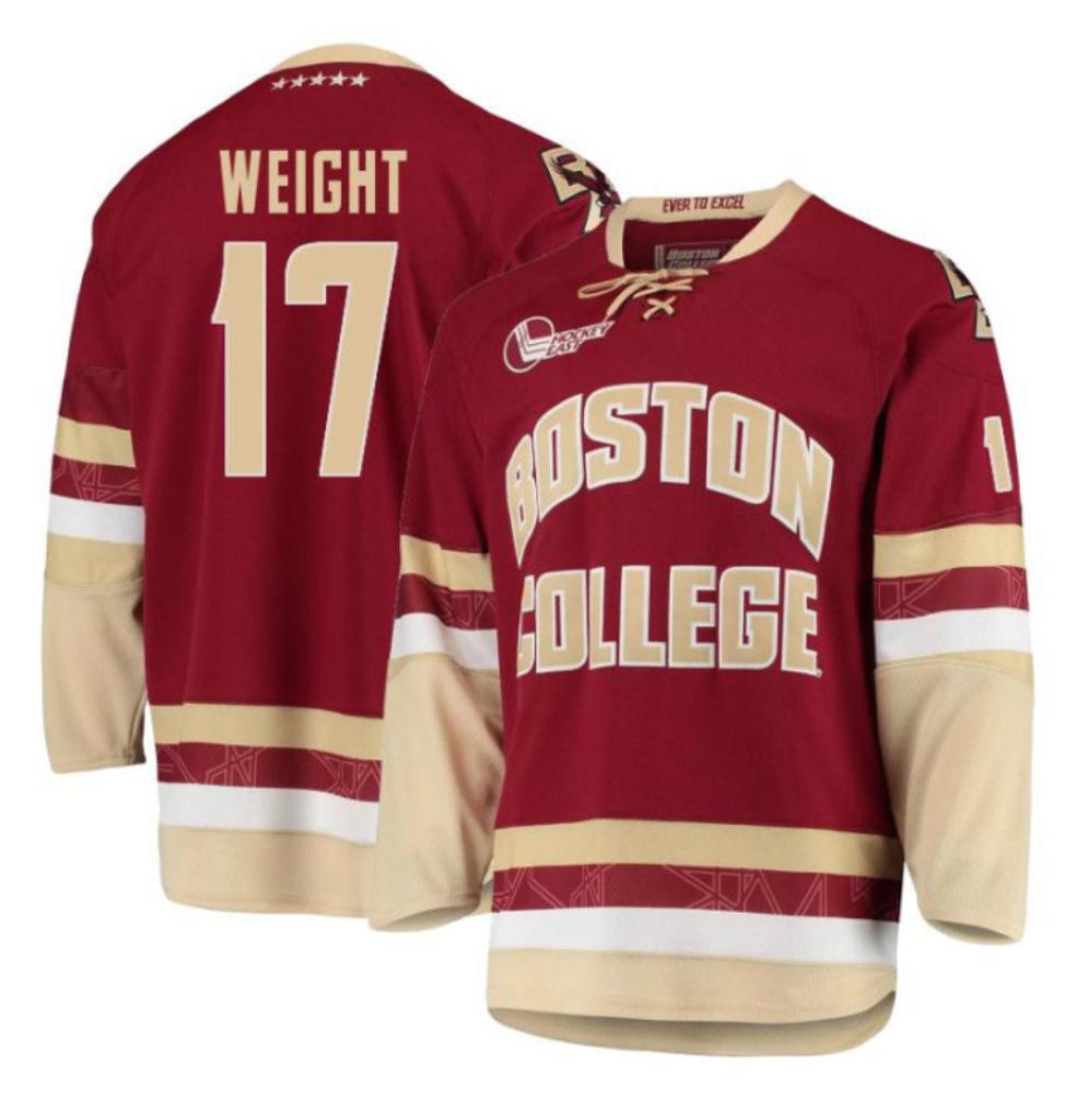 Men's Boston College Eagles Danny Weight #17 Hockey All Stitched Jersey Maroon