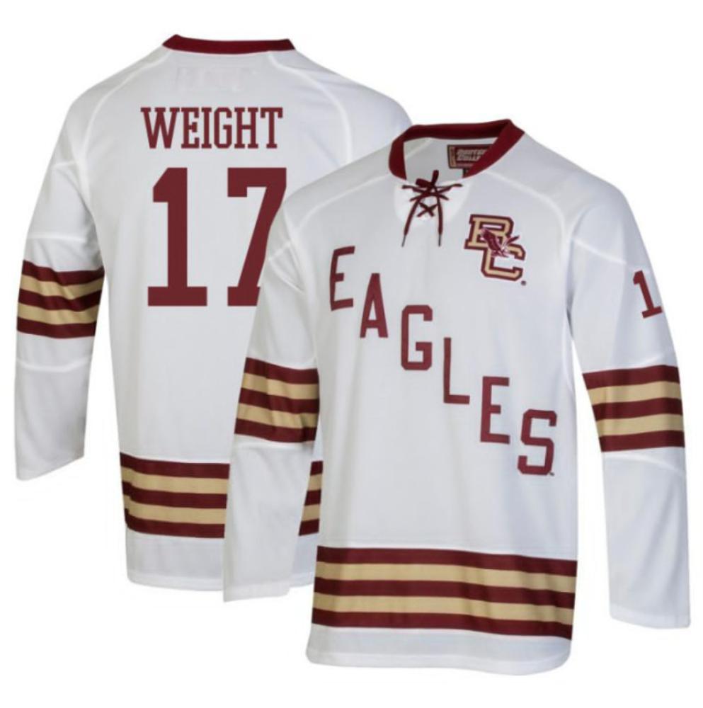 Men's Boston College Eagles Danny Weight #17 Hockey All Stitched White Jersey