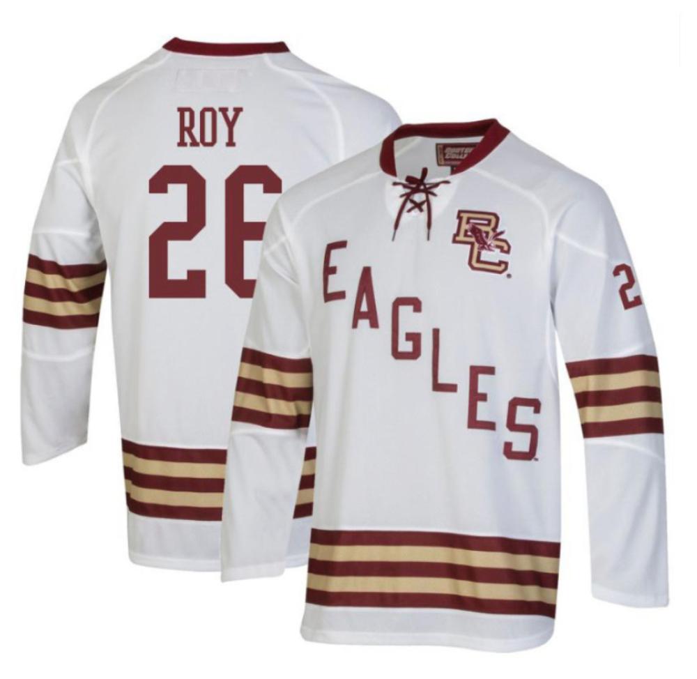 Men's Boston College Eagles Harrison Roy #26 Hockey All Stitched White Jersey
