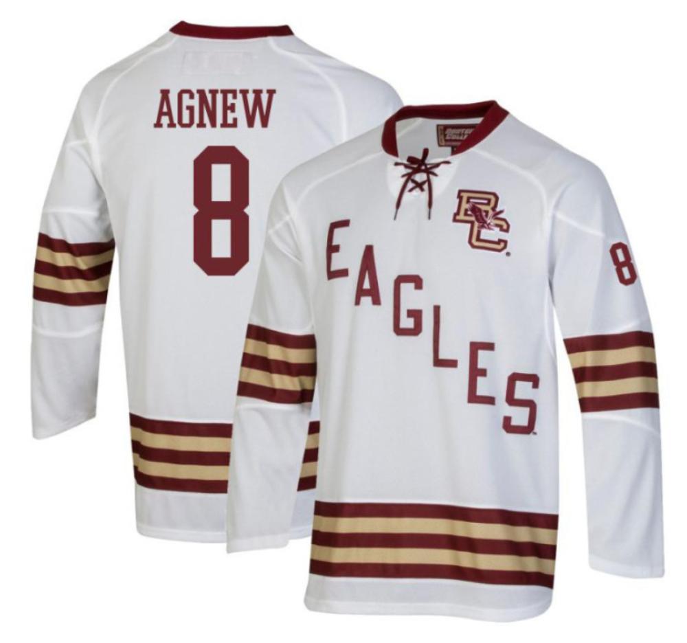 Men's Boston College Eagles Jack Dempsey #9 Hockey Stitched Cream Jersey