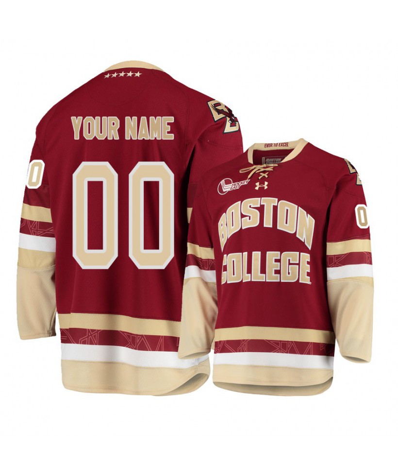Men's Boston College Eagles Red Custom Hockey Jersey