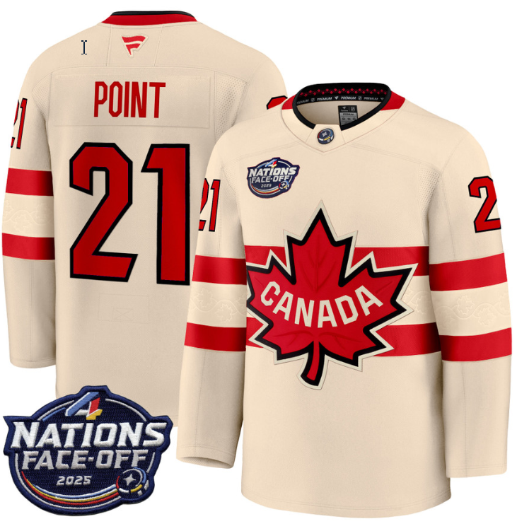 Men's Brayden Point Jersey #21 Canada 4 Nations Face-Off 2025 Stitched Cream