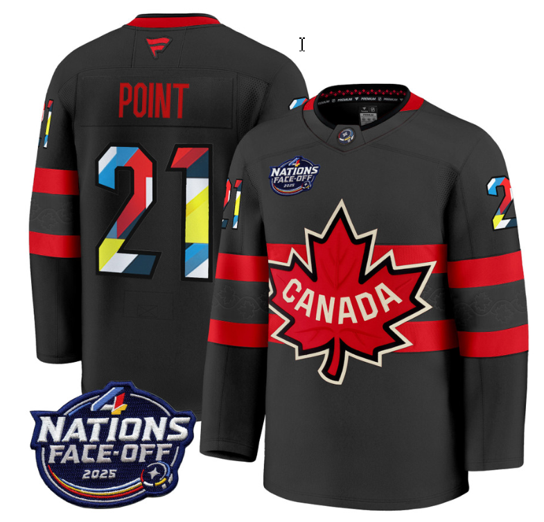 Men's Brayden Point Jersey #21 Canada 4 Nations Face-Off 2025 V2 Stitched Black