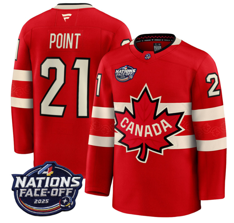 Men's Brayden Point Jersey #21 Red 2025 4 Nations Face-Off Stitched