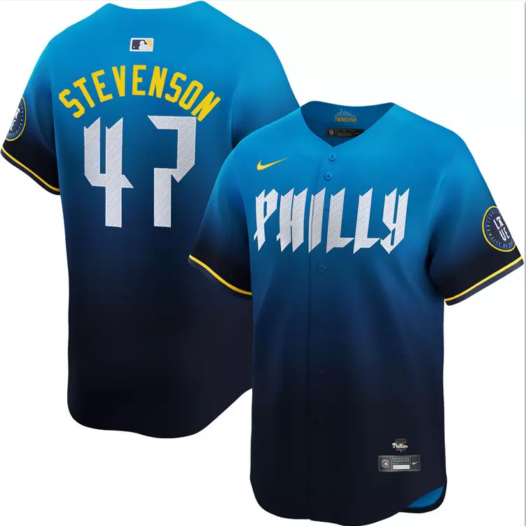 Men's Cal Stevenson Blue City Connect Limited Player Stitched Jersey #47