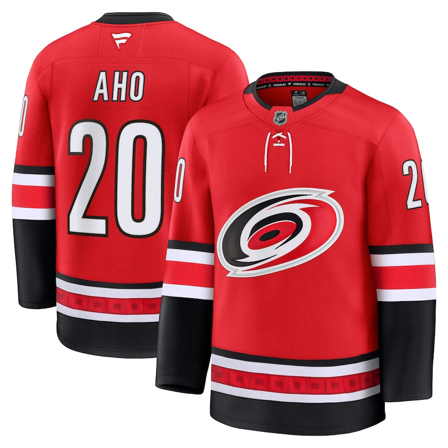 Men's Carolina Hurricanes #20 Sebastian Aho Alternate Premium Jersey Red