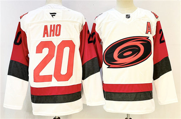 Men's Carolina Hurricanes #20 Sebastian Aho Jersey White 2024-25 With A Patch Home Stitched (Copy)