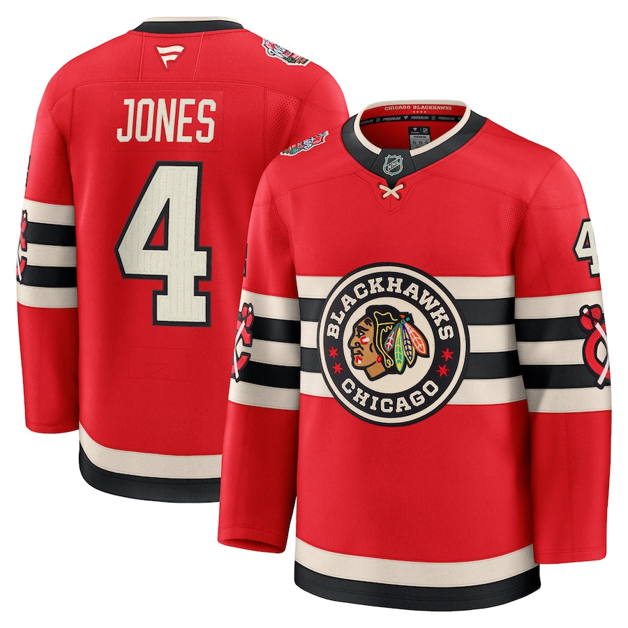 Men's Chicago Blackhawks #4 Seth Jones 2025 NHL Winter Classic Jersey Red