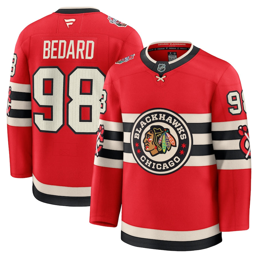 Men's Chicago Blackhawks #98 Connor Bedard 2025 NHL Winter Classic Jersey Red