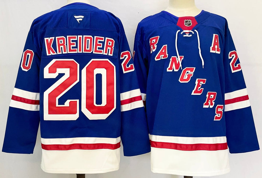 Men’s Chris Kreider Jersey #20 New York Rangers Blue Home Stitched