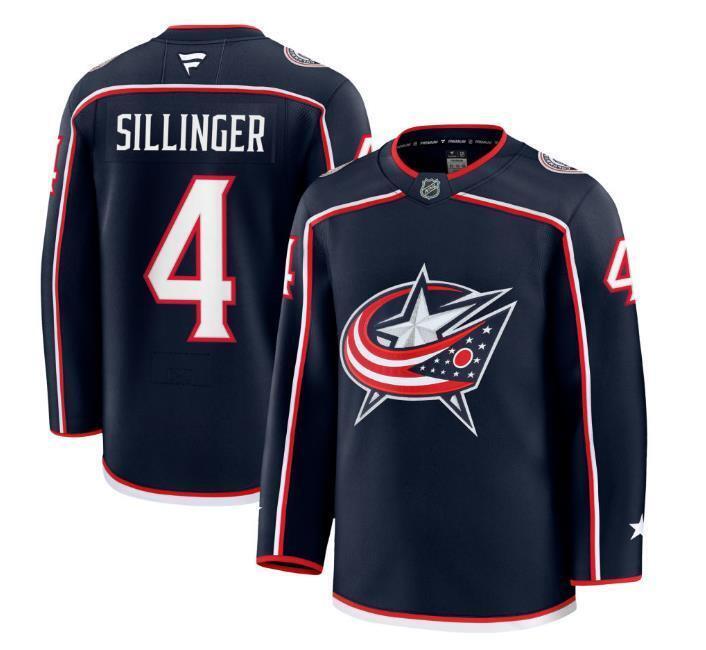 Men’s Cole Sillinger Jersey #4 Columbus Blue Jackets Navy All Stitched
