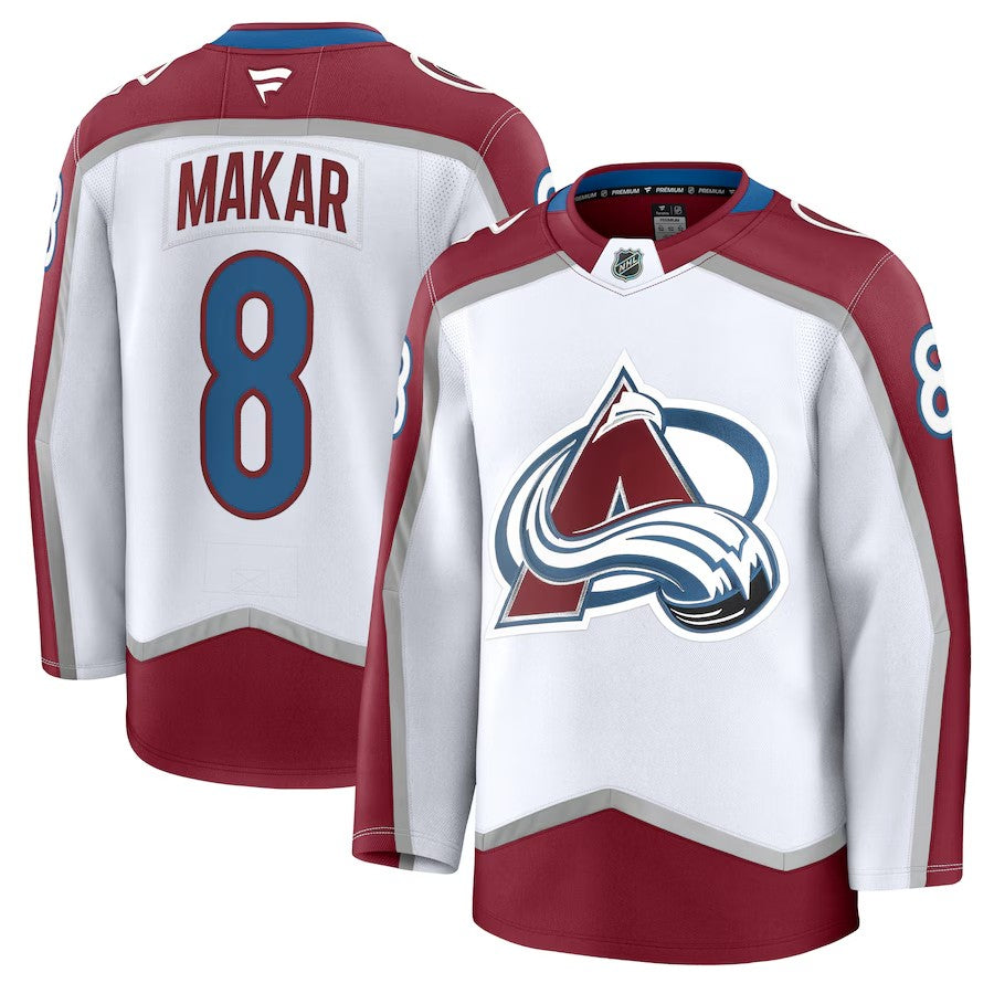 Men's Colorado Avalanche #8 Cale Makar Away Premium Jersey White