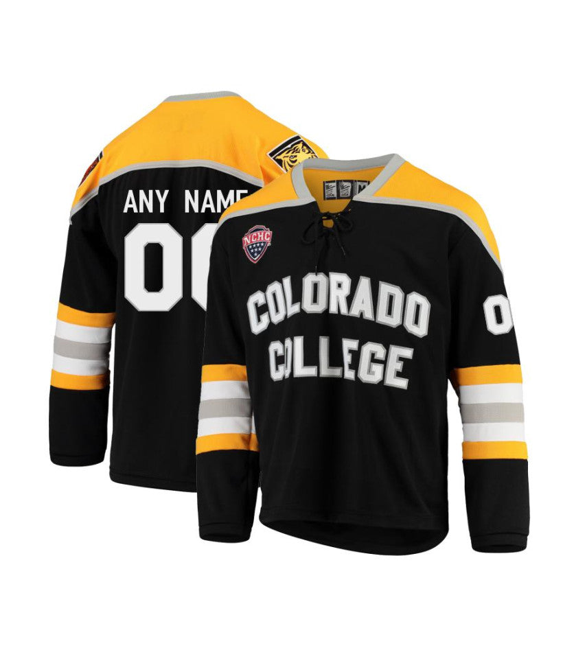 Men's Colorado College Tigers Custom Black Hockey Jersey