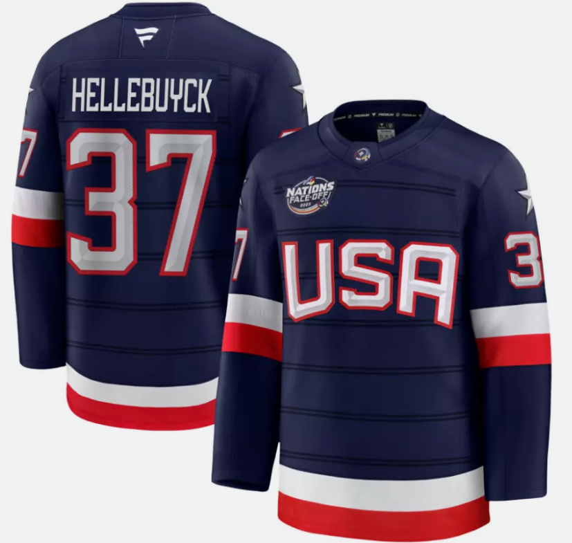 Men's Connor Hellebuyck #37 USA Navy 2025 4 Nations Face-Off Stitched