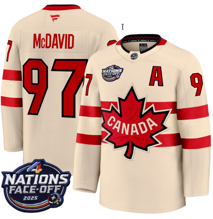 Men's Connor McDavid Jersey #97 Canada 4 Nations Face-Off 2025 Stitched Cream