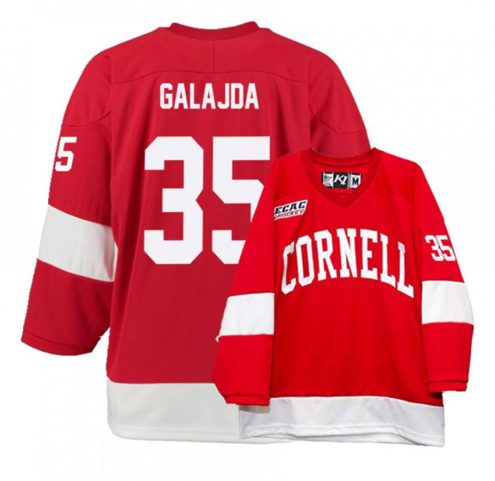 Men's Cornell Big Red #35 Matthew Galajda College Hockey All Stitched Red Jersey