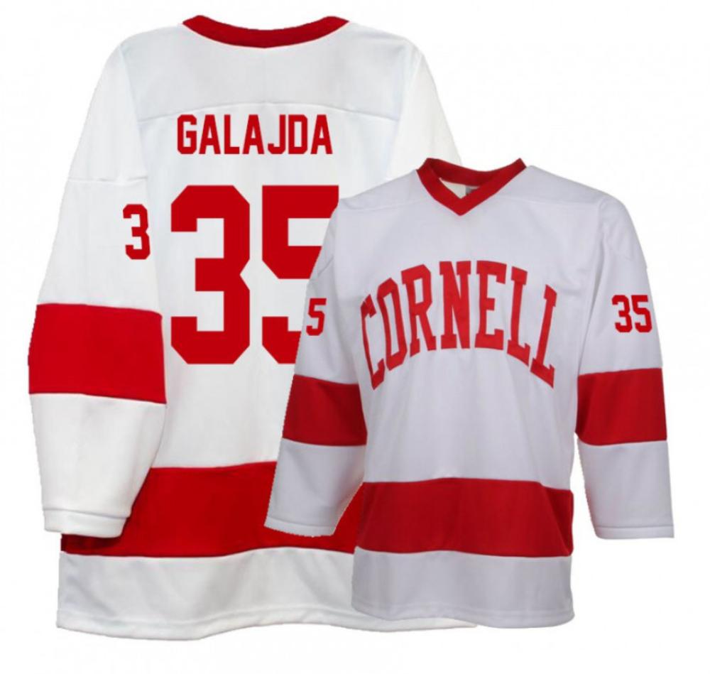 Men's Cornell Big Red #35 Matthew Galajda College Hockey Stitched White Jersey