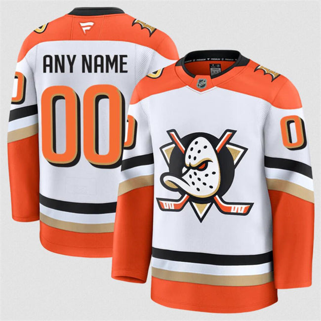 Men's Custom Anaheim Ducks Jersey Name, Number 2025 Away White Stitched