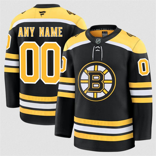 Men's Custom Boston Bruins Jersey Name, Number 2025 Home Black Stitched