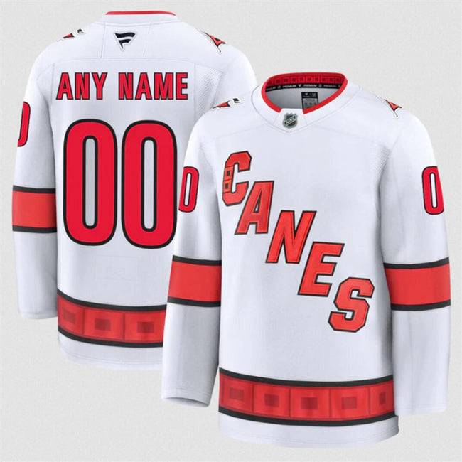Men's Custom Carolina Hurricanes Jersey Name, Number 2025 Away White