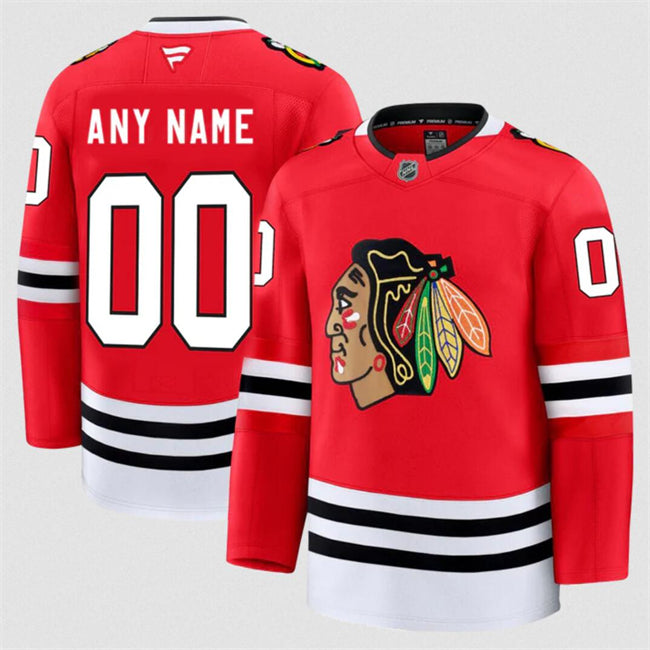 Men's Custom Chicago Blackhawks Jersey Name, Number 2025 Home Red