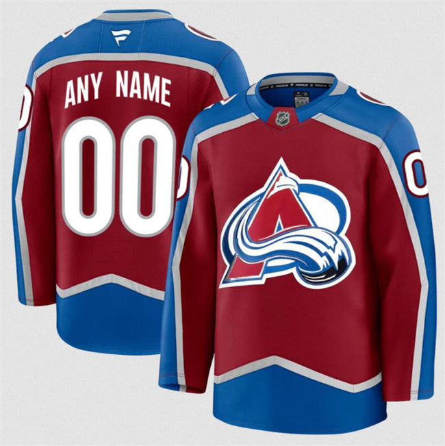 Men's Custom Colorado Avalanche Jersey Name, Number 2025 Home Burgundy