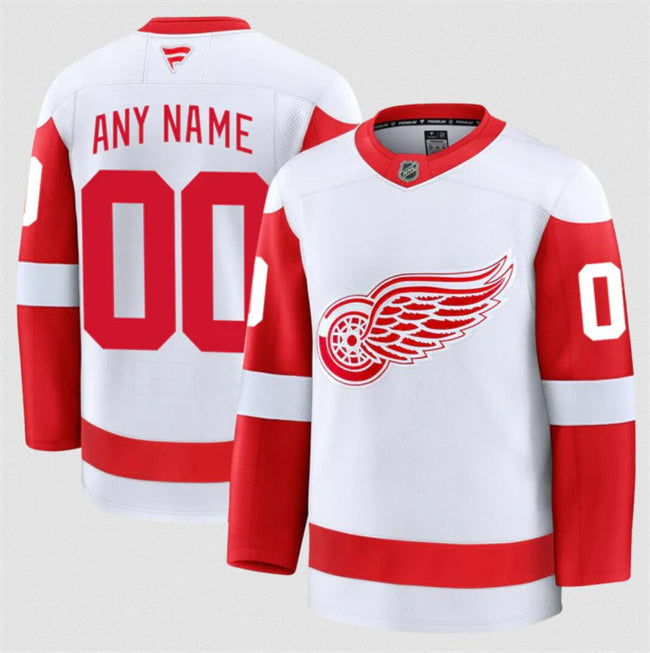 Men's Custom Detroit Red Wings Jersey Name, Number 2025 Away White Stitched