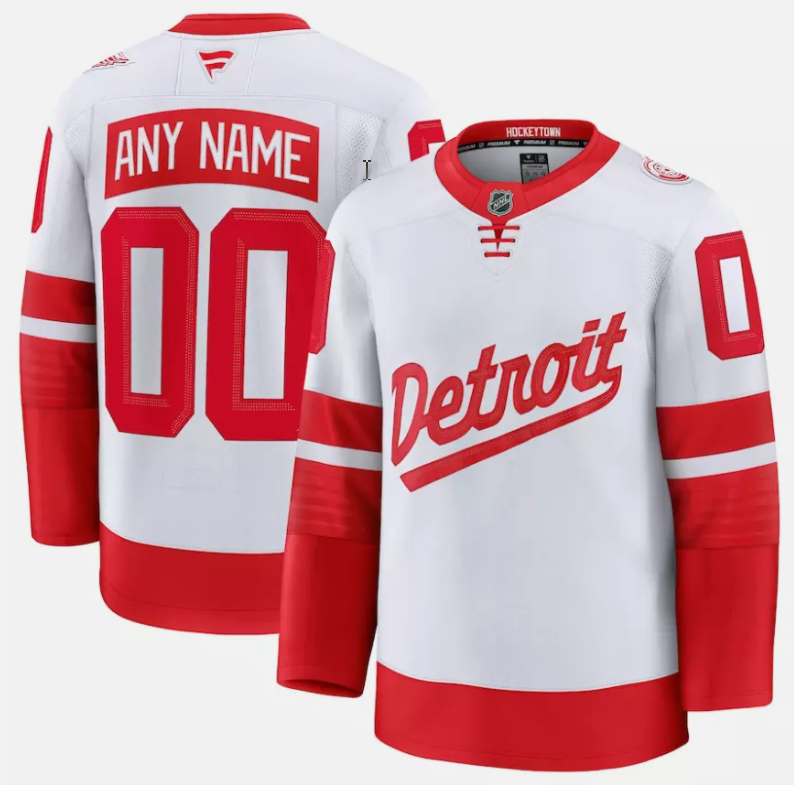 Men's Custom Detroit Red Wings Jersey White 2025 Stadium Series Stitched