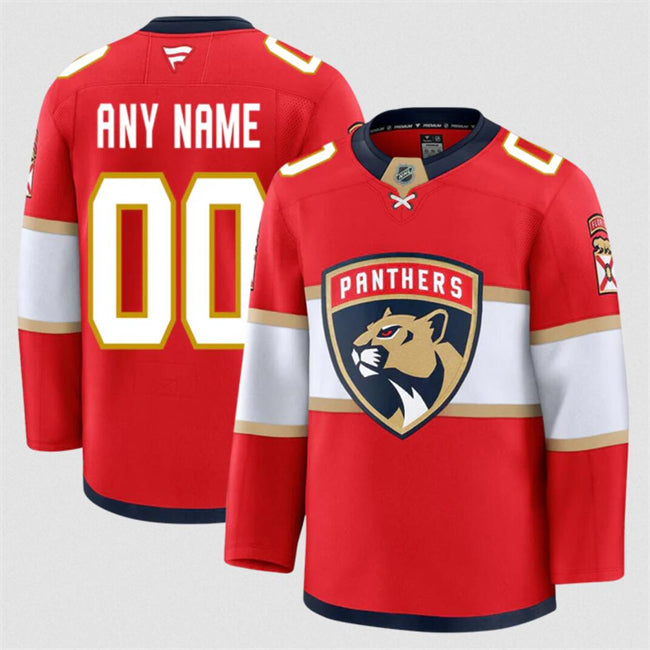 Men's Custom Florida Panthers Jersey Name, Number 2025 Home Red Stitched