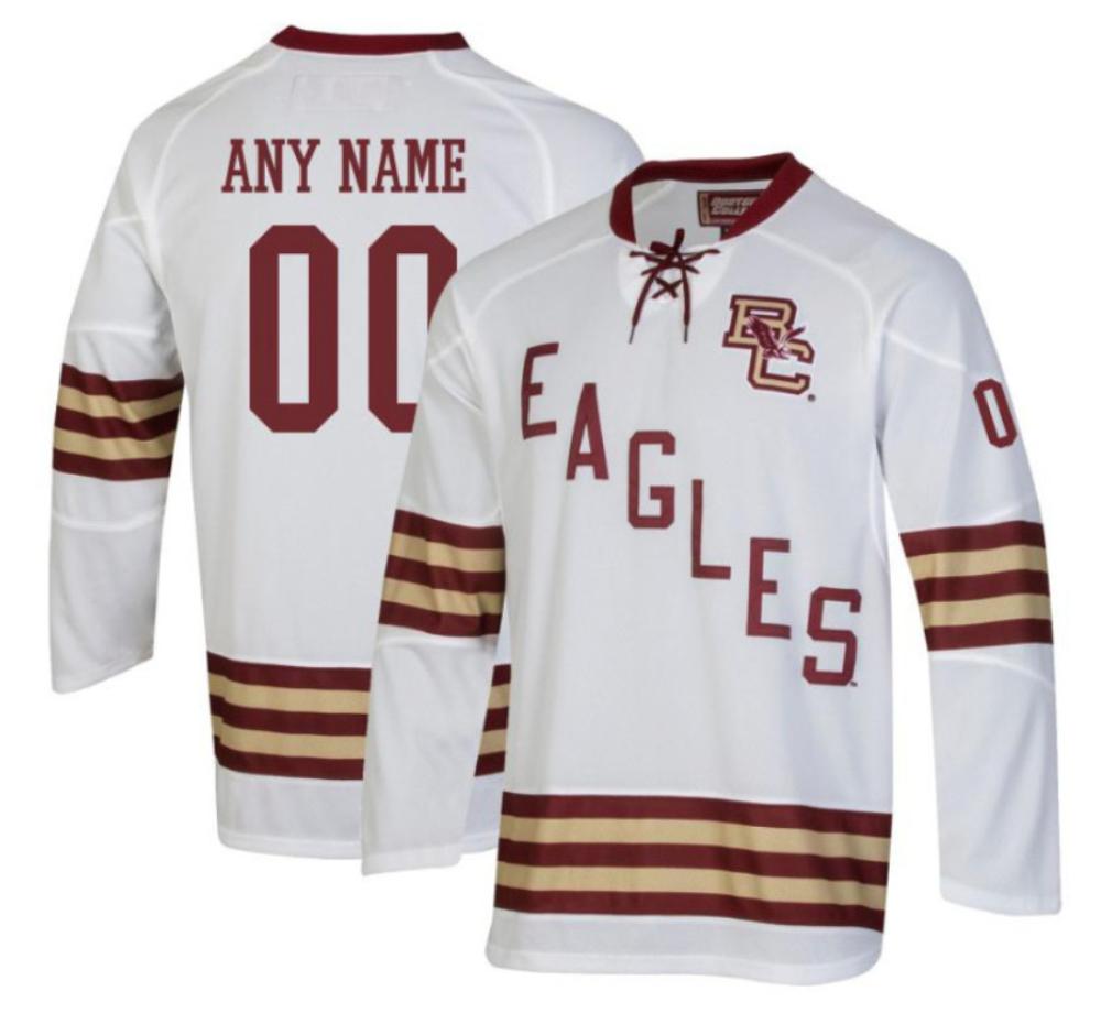 Men's Custom Jersey Boston College Eagles Hockey All Stitched Whit
