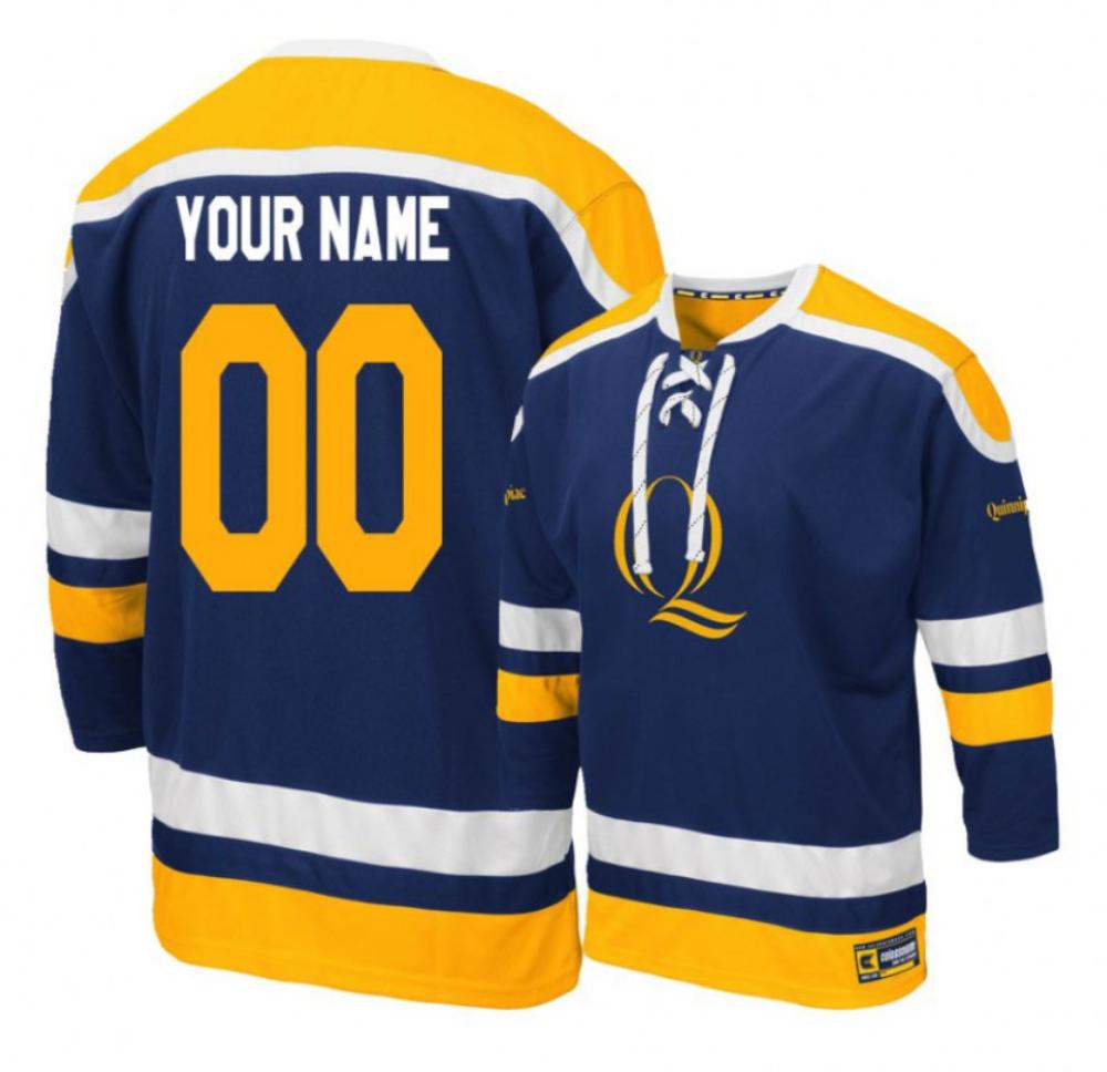 Men's Custom Jersey Quinnipiac Bobcats College Hockey All Stitched Navy