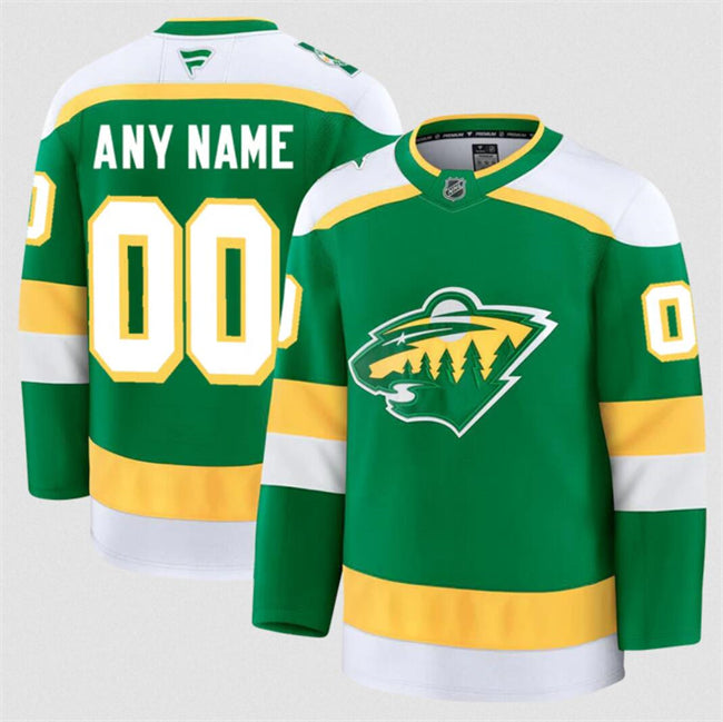 Men's Custom Minnesota Wild Jersey Name, Number 2025 Alternate Green