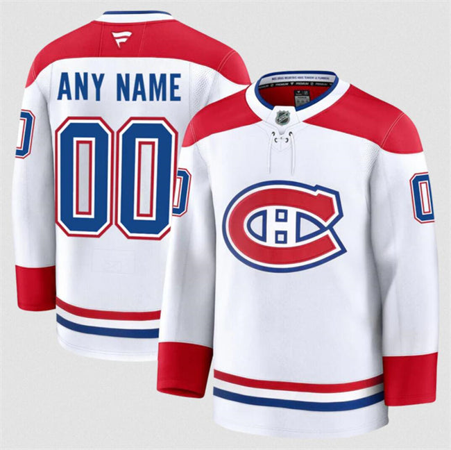 Men's Custom Montreal Canadiens Jersey Name, Number 2025 Away White