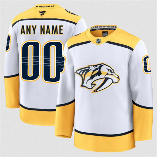 Men's Custom Nashville Predators Jersey Name, Number 2025 Away White
